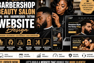 design barbershop beauty salon spa beard wig hairdresser nail tattoo website