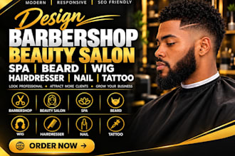 design barbershop beauty salon spa beard wig hairdresser nail tattoo website