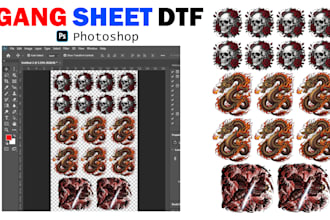 create custom dtf gang sheet ready to print in photoshop