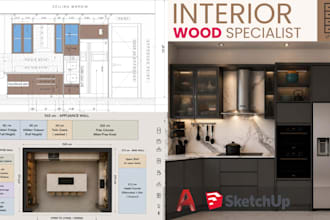 design kitchen, wardrobe, doors, and joinery in autocad