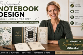 design, redesign notebook, journal, planner and KDP cover designs