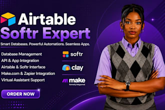 do airtable database, airtable CRM automation, n8n expert, claycom, softr webapp