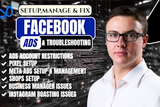 setup and fix meta business manager, link fb and insta, ad account