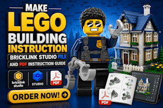 design custom lego moc, 3d lego model with bricklink studio and pdf instruction