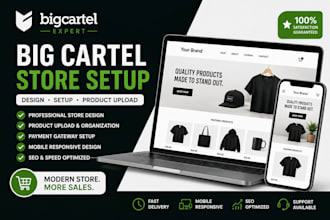 design, set up, and upload products to your big cartel store