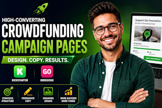 create kickstarter crowdfunding, fundraising campaign website and pitch page