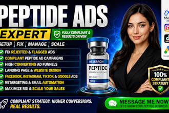 fix peptide ads issues, setup high converting peptide facebook ads google tiktok