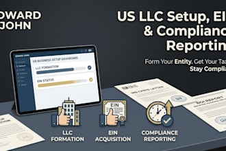 set up your US llc corporate entity obtain ein and file compliance  reports