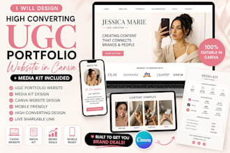 design a high converting ugc portfolio website in canva with media kit