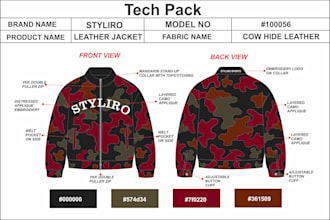 create clothing tech packs  fashion tech pack