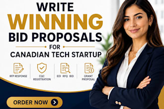 write rfp response, tender and winning bid proposals for canadian tech startup