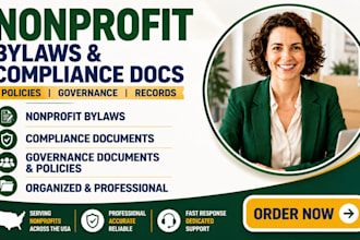 prepare nonprofit bylaws, compliance documents, and policies