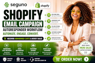 setup seguno shopify email campaign autoresponder workflow abandoned cart