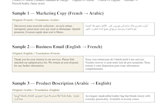 translate  write in french, arabic, english german