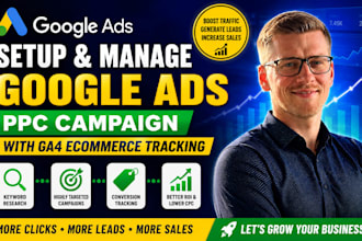 setup and manage google ads adwords PPC campaign with ga4 ecommerce tracking