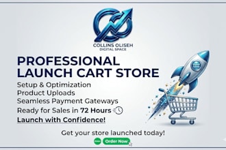 design launch cart store with winning product