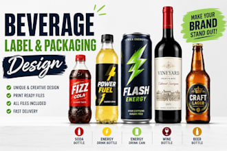 design a very unique beverage label energy drink juice label
