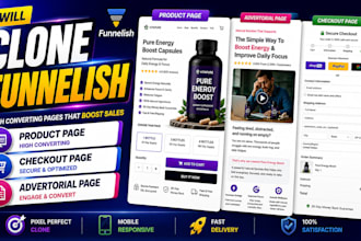 clone any product page, checkout and advertorial page using funnelish
