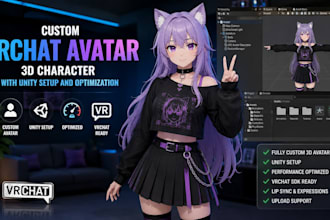 create custom vrchat avatar 3d character with unity setup and optimization