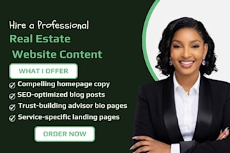 write real estate listing copy and agent bio content real estate website content