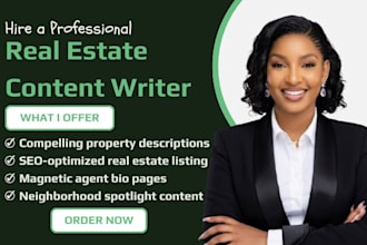 write real estate listing copy and agent bio content real estate website content