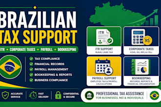provide brazilian tax support for itr, corporate taxes, payroll, and bookkeeping