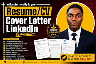 an ats resume, CV, cover letter, and optimize linkedin