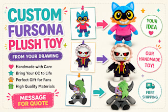 create custom plush toy from drawing, handmade character