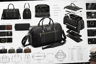 design bag tech pack, handbag tech pack, backpack for manufacturing