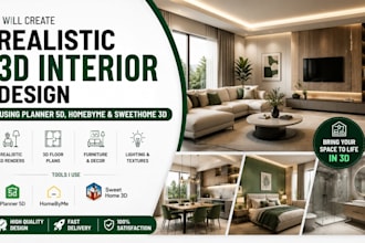 create realistic 3d interior design using planner 5d, homebyme and sweethome 3d