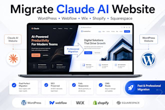 clone migrate claude ai website to wordpress webflow wix shopify squarespace