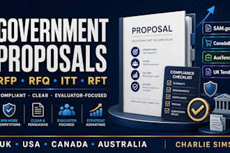 write sam gov, canadabuys, austender and UK government proposals bid writing