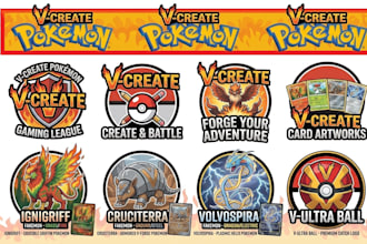 design an amazing pokemon logo for kick, twitch, youtube, and more