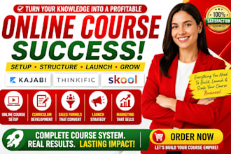 online course setup kajabi thinific skool, curriculum and funnel marketing