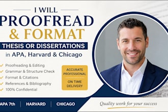 proofread and format written thesis or dissertation in apa harvard and chicago