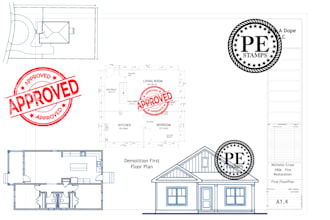 draw stamp full construction drawing with architectural, structural and mep plan
