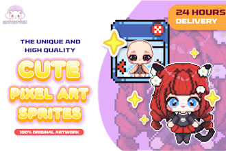create cute chibi kawaii pixel art for anything you want 24hr