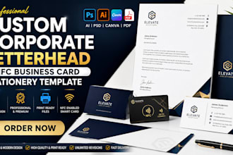 design custom corporate letterhead design nfc business card stationery template
