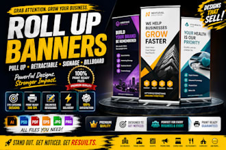 design roll up banner, pull up banner, signage design, retractable banner