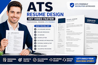 design ats resume cv, professional resume, modern resume, resume redesign cv