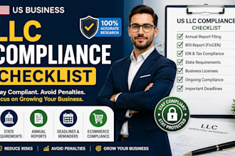 create a US llc compliance checklist for startups, ecommerce and small businesse