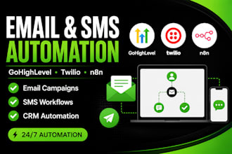 build gohighlevel email automation, SMS automation with twilio and n8n