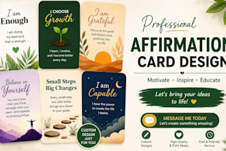 design custom printable affirmation card motivation card invitation card for you
