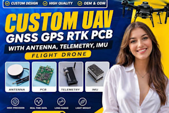 design custom uav gnss gps rtk pcb with antenna, telemetry, imu flight drone