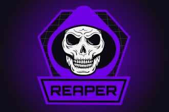 do bold dark logo design with skull and skate culture