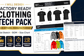 design factory ready clothing tech pack for apparel manufacturing