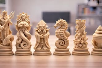 sculpt custom character chess 3d printable stl statue blender zbrush model