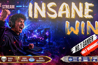 design eye catching gaming thumbnail for youtube and live stream