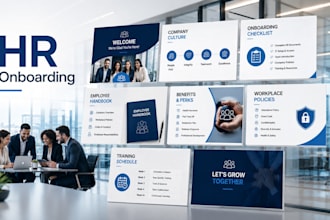 design a professional employee onboarding presentation in powerpoint
