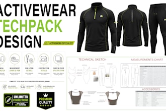 create factory ready activewear tech packs for production